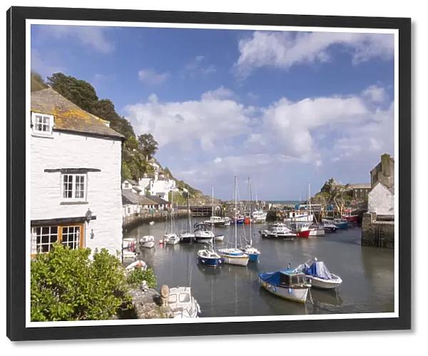 Polperro harbour on a sunny Spring afternoon, Cornwall, England. Spring (May) 2015