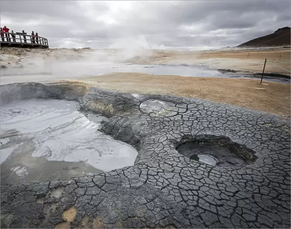 Iceland, Hverir, geothermal area in Northern Iceland, with steam and mud pools