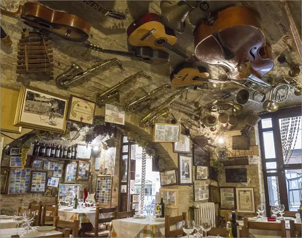 Montepulciano, Umbria, Italy. Interior of a typical restaurant