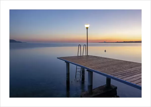 Garda Lake, Lombardia, Italy. Lonely Pier, Tranquil scene