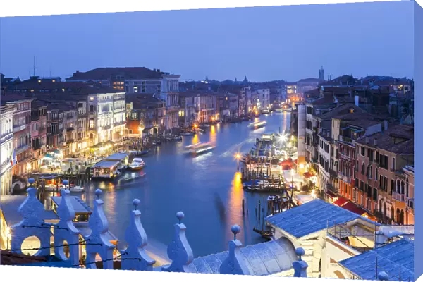 The view on Canal Grande and Rialto Bridge from Panoramic Terrace of Fondaco dei Tedeschi