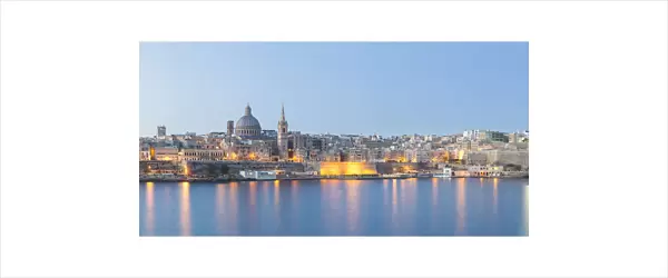Malta, South Eastern Region, Valletta. The view from Sliema across Marsamxett Harbour