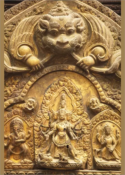 Detail above door of Patan Museum, Durbar Square, Patan (UNESCO World Heritage Site)