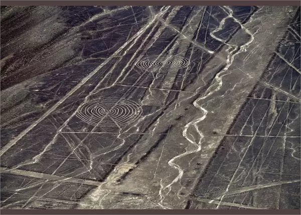 Spirals Geoglyphs, aerial view, Nazca, Ica Region, Peru