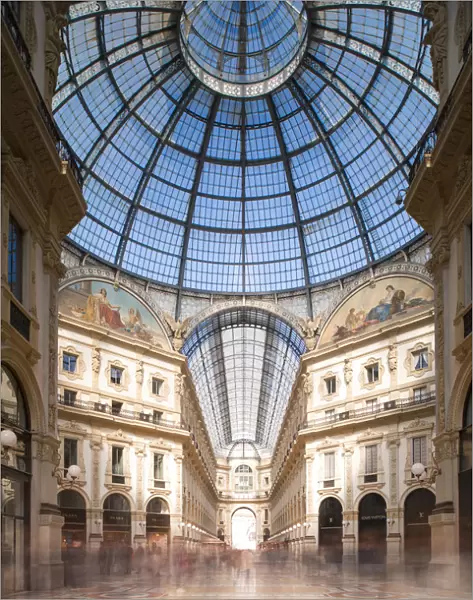 Iconic view of Vittorio Emanuele II Gallery. Milan, Italy