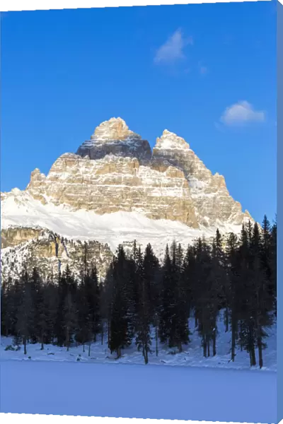 3 Zinnen, Tre Cime Di Lavaredo and snowy landscape, Dolomites Alps, Italy