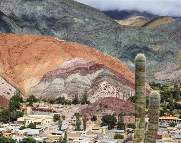 Argentina, Salta, Quebrada de Purmamarca (UNESCO Site), Town and Cerro de los Siete