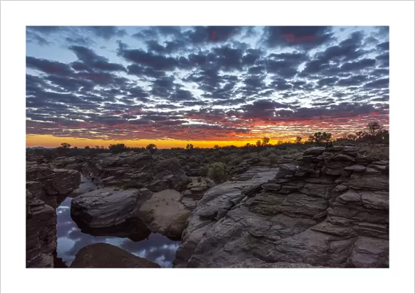 Africa, Namibia, Windhoek area. Sunrise at the Canyon of Naankuse Farm