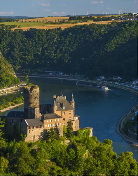 Germany, Rhineland Palatinate, River Rhine, Sankt Goarshausen, Burg Katz and River Rhine