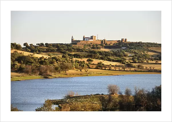 The medieval castle of Mourao, overlooking the Alqueva dam. Alentejo, Portugal