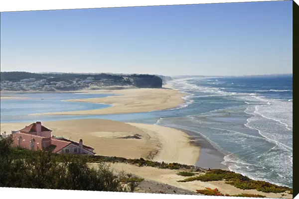 The beach of Foz do Arelho, in the Obidos region, one of the most interesting beaches
