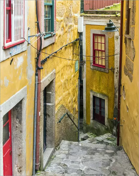 Scenic street in Ribeira district, Porto, Portugal