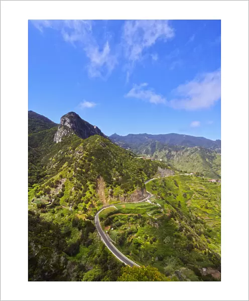Spain, Canary Islands, Tenerife, Afur, Curvy Road in Anaga Rural Park