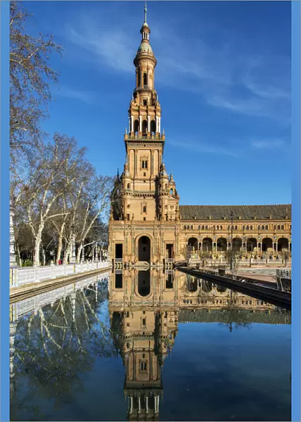 South Tower in Plaza de Espana, Seville, Andalusia, Spain