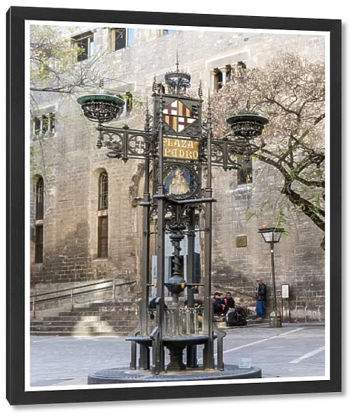 Typical drinking fountain in the old town, Barcelona, Catalonia, Spain