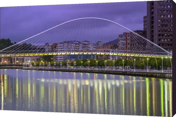 Zubizuri bridge designed by architect Santiago Calatrava, Bilbao, Basque Country, Spain