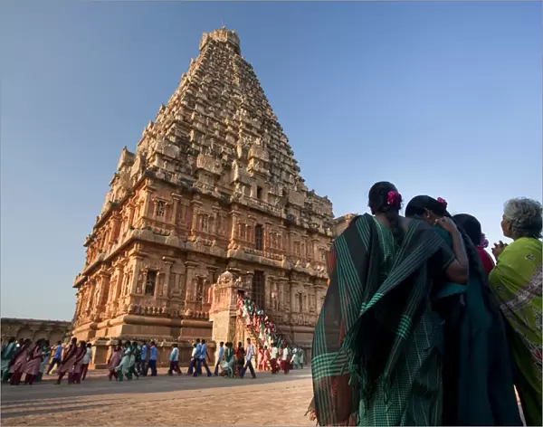 Indians visiting Thanjavur Temples (UNESCO World Heritage Site), Tamil Nadu, India