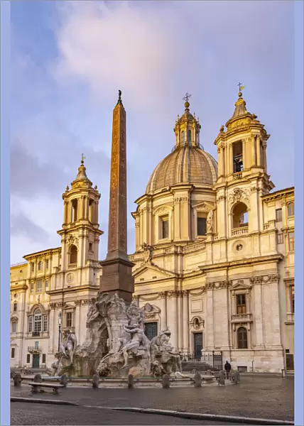 Italy, Lazio, Rome, Ponte, Piazza Navona, Fontana dei Quattro Fiumi, Fountain of the