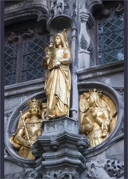 Belgium, Brugge, Facade of the Holy Blood Church, Golden Figure