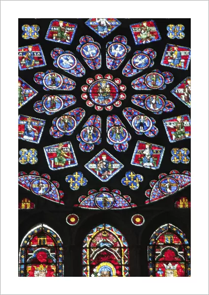 France, Eure-et-Loire, Chartres, Chartres Cathedral, The North Rose Window depicting