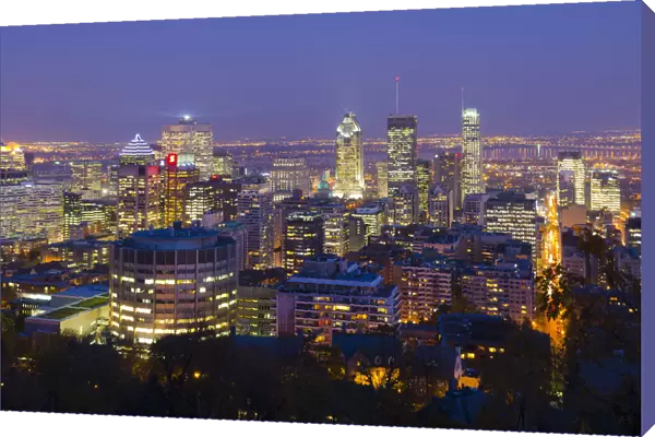 Canada, Quebec, Montreal. Downtown from Mount Royal Park or Parc du Mont-Royal