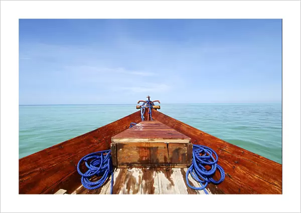 Bow of wooden boat, off east coast of Unguja Island, Zanzibar