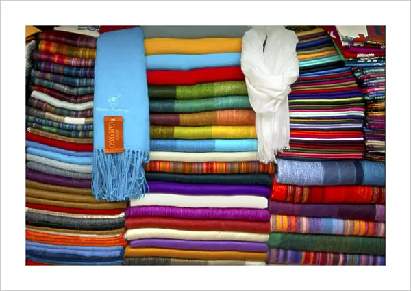 Hand Woven Alpaca Blankets And Shwals, For Sale At The Mercado Artesanal La Mariscal