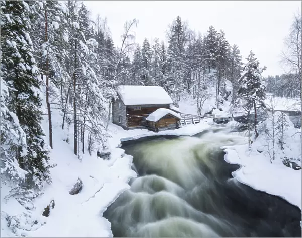 Myllykoski rapids and old mill in Juuma, Oulankajoki National Park, Kuusamo, Finland