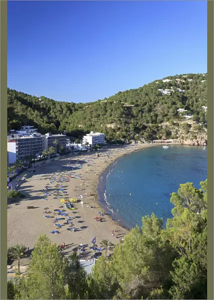Spain, Balearic Islands, Ibiza, Cala Sant Vicent bay and resort