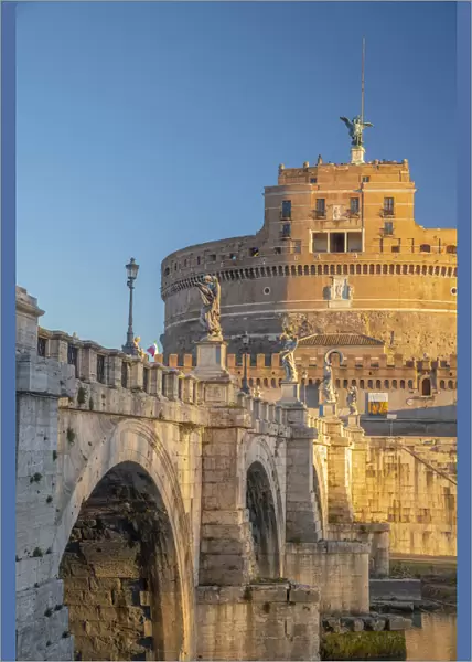 Italy, Lazio, Rome, St. Angelo Bridge, Ponte Sant Angelo and Castel