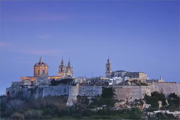 Malta, Central, Mdina, Rabat, elevated town view