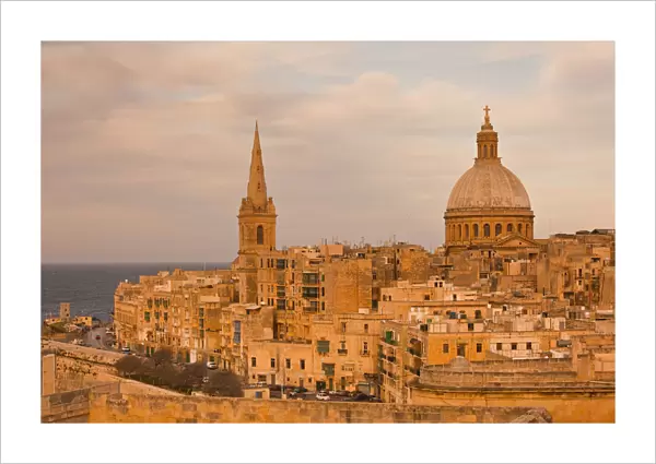 Malta, Valletta, St. Pauls Anglican Cathedral and Carmelite Church from St