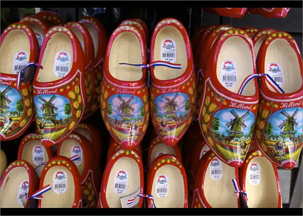 Wooden Dutch clogs for sale in a market, Amsterdam, Netherlands, Europe