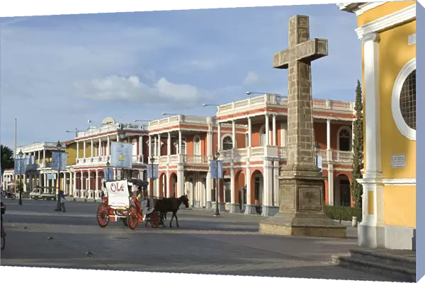 Nicaragua, Granada, Independence Plaza, Horse Carriage, Private Colonial Homes, Cruz