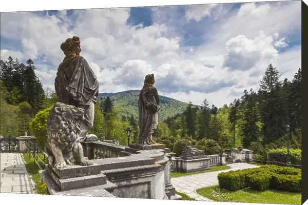 Romania, Transylvania, Sinaia, Peles Castle, built 1875-1914, statues