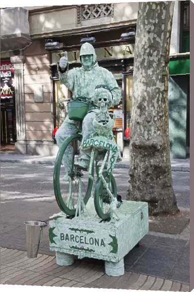 Spain, Barcelona, The Ramblas, Human Statue