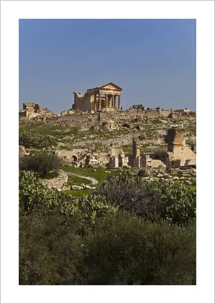 Tunisia, Central Western Tunisia, Dougga, Roman-era city ruins, Unesco site, view