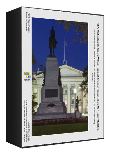 USA, Washington DC, General William Tecumseh Sherman monument and US Treasury Buildling