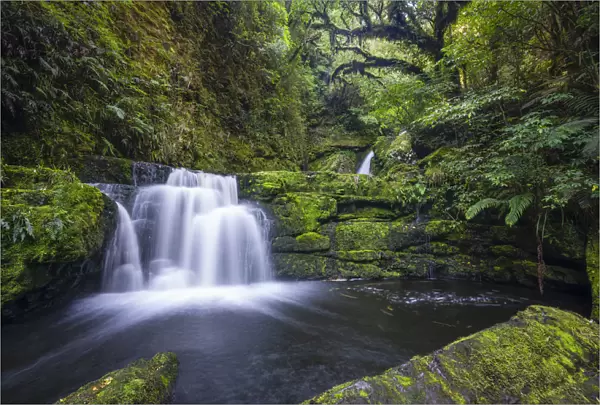 Lower McLean Falls in Catlins Forest Park, The Catlins, Otago Region, South Island