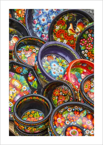 Colourful laquered bowls, Souvenirs, Kiev (Kyiv), Ukraine