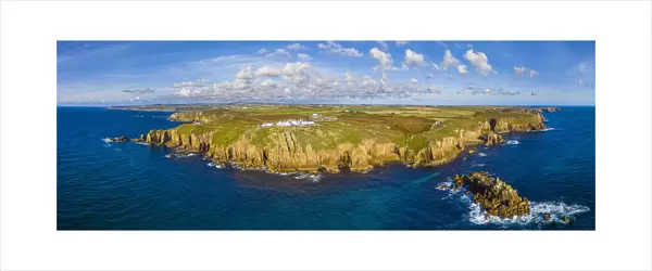 Aerial view of Lands End, Penwith peninsula, most westerly point of the English