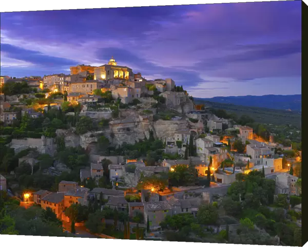 France, Vaucluse, Provence, Gordes, illuminated at night