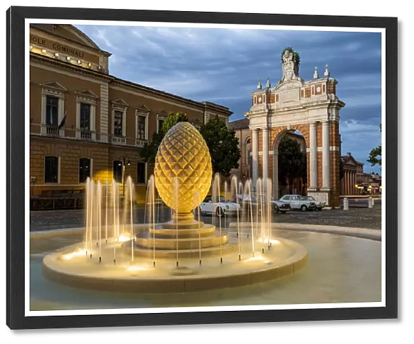 Fountain in Gangagelli Square and Ganganelli Arch, Santarcangelo di Romagna, Rimini