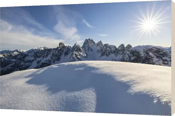 Cadini di Misurina during winter with fresh snow, Dolomiti di Sesto, Belluno, Veneto