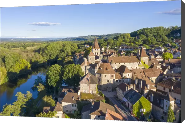 France, Occitanie, Lot, aerial view of Carennac, classified as one of the most beautiful