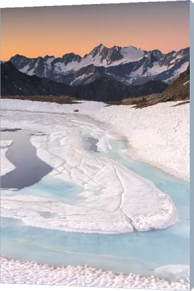 Caione lake at dawn, Stelvio national park, Brescia province, Lombardy, Italy, Europe