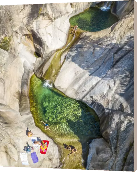 Ponds and waterfalls, cascades of Purcaraccia, Departement Corse-du-Sud, Corsica, France