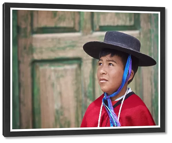 A young Aymara boy wearing traditional clothes. Palca de Aparzo Jujuy, Argentina