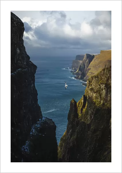 470m above sea. The view from Beinisvorð cliff in Suðuroy. Faroe Islands
