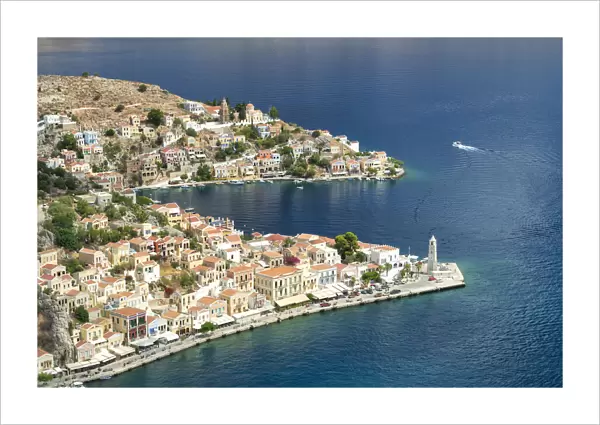 View over Gialos Harbour, Symi Island, Dodecanese Islands, Greece